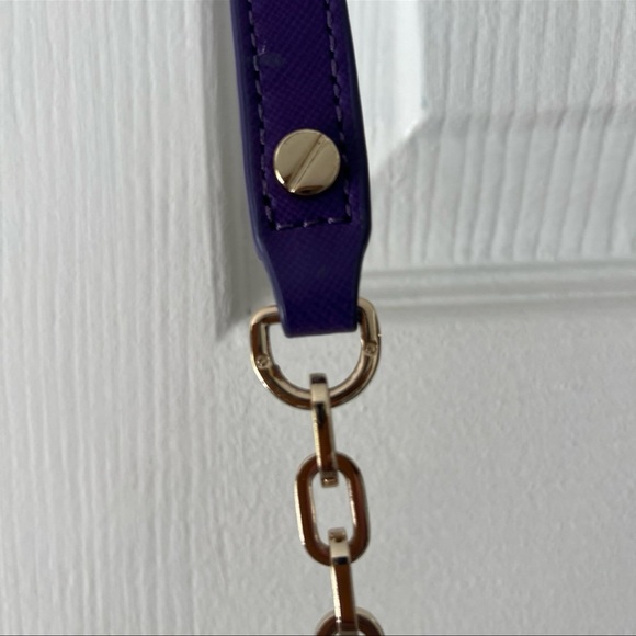 Tory Burch Purple Leather Mini Robinson Chain Shoulder Bag - Picture 9 of 10